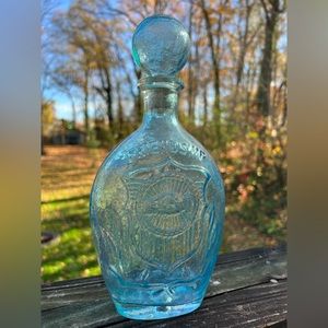 Vintage Blue Glass Friendship Decanter with Original Stopper